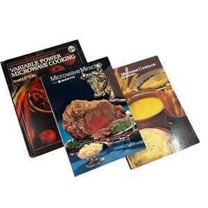 Lot of 3 Microwave Oven Cookbooks Litton 1975 Sanyo 1977 Samsung Vintage